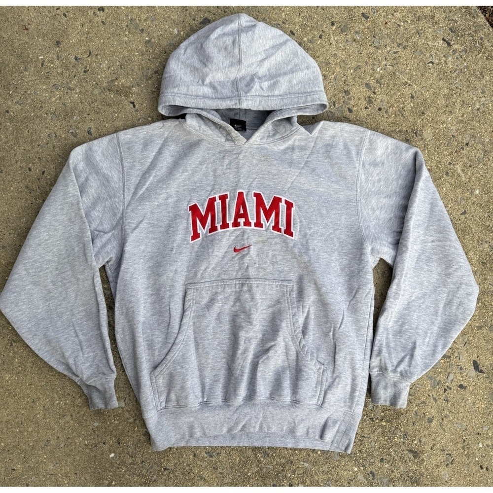 Vintage 90s Miami Redhawks University Nike Center Swoosh Hoodie Sz Small